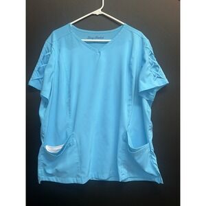 Easy stretch Top plus sz 2XL Blue Scrubs W/ Pocket's